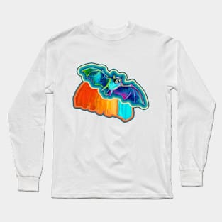 Psychedelic Retro Bat Pattern by Robert Phelps Long Sleeve T-Shirt